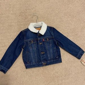 NWT 24M boys Levi denim jacket with fur collar